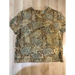 Point & Line‎ Women's Blouse Gold Paisley Size Large